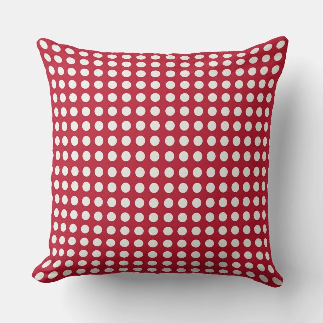 Decorative Christmas Polka Dots Background Red Throw Pillow (Front)