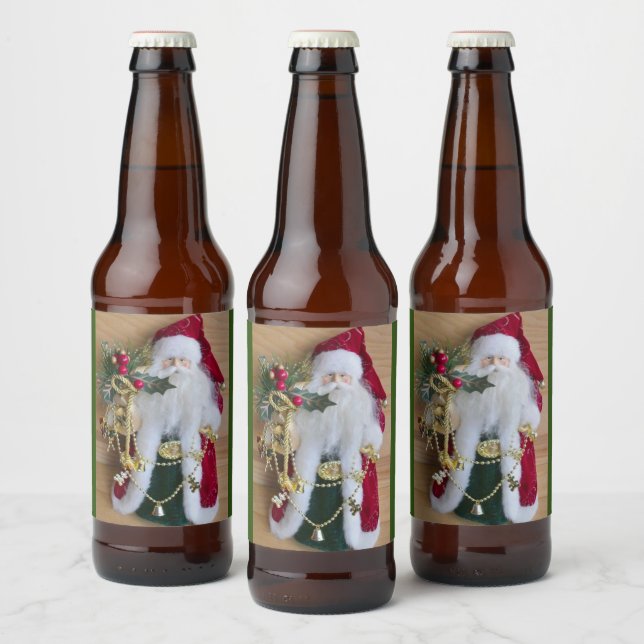 DECORATIVE CHRISTMAS SANTA BEER BOTTLE LABEL (Bottles)