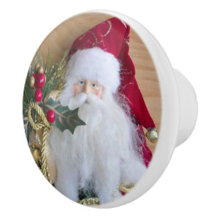 DECORATIVE CHRISTMAS SANTA CERAMIC KNOB