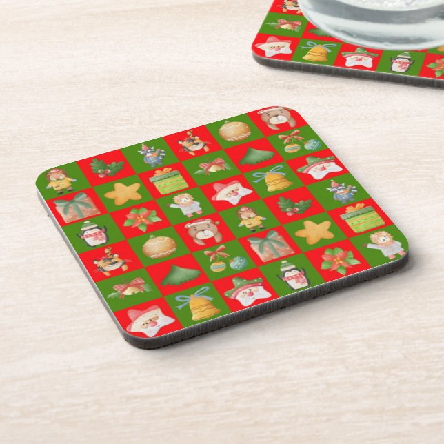 Decorative Christmas seamless pattern Coaster (Left Side)