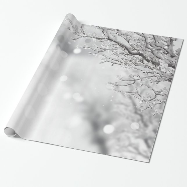 Decorative Christmas Snow with Glitter Wrapping Paper (Unrolled)