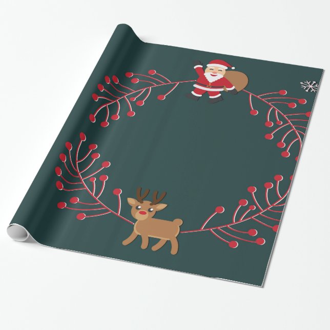 Decorative Christmas Snow with Glitter Wrapping Paper (Unrolled)