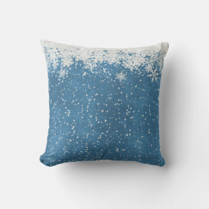Decorative Christmas Snowflake background Blue Thr Throw Pillow