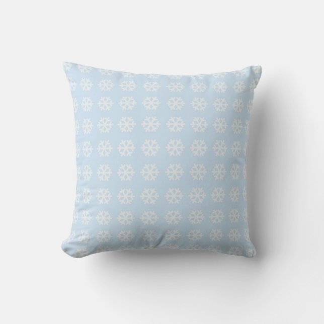 Decorative Christmas Snowflake background Blue Throw Pillow (Front)