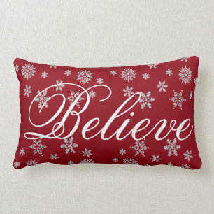 Decorative Christmas Snowflake Believe Holiday Lumbar Pillow