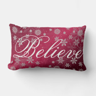 Decorative Christmas Snowflake Believe Holiday Lumbar Pillow