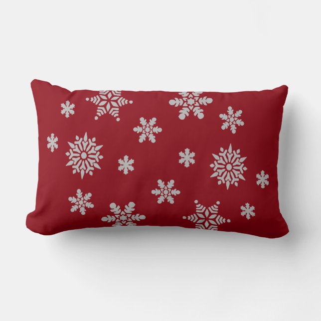 Decorative Christmas Snowflake Believe Holiday Lumbar Pillow (Front)