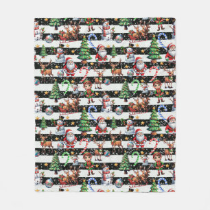 Decorative Christmas Stripes Pattern Design Fleece Blanket