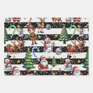 Decorative Christmas Stripes Pattern Design Wrapping Paper Sheet