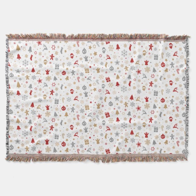 Decorative Christmas Themed Pattern Throw Blanket (Front)