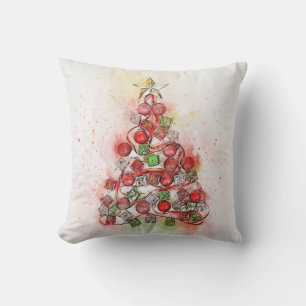Decorative Christmas Tree Ornaments Throw Pillow