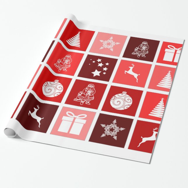 Decorative Christmas Tree Ornaments Wrapping Paper (Unrolled)