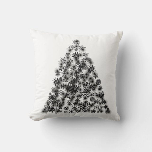 Decorative Christmas Tree White Black Sparkle Throw Pillow (Front)