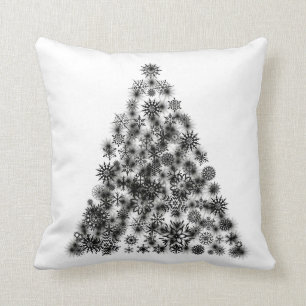 Decorative Christmas Tree White Black Sparkle Throw Pillow