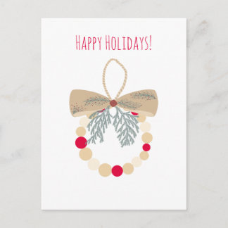 Decorative Christmas wreath with natural elements Holiday Postcard