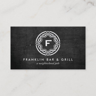 DECORATIVE CIRCLE LOGO with YOUR INITIAL Blk Wood Business Card