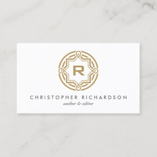 DECORATIVE CIRCLE LOGO with YOUR INITIAL Gold Business Card