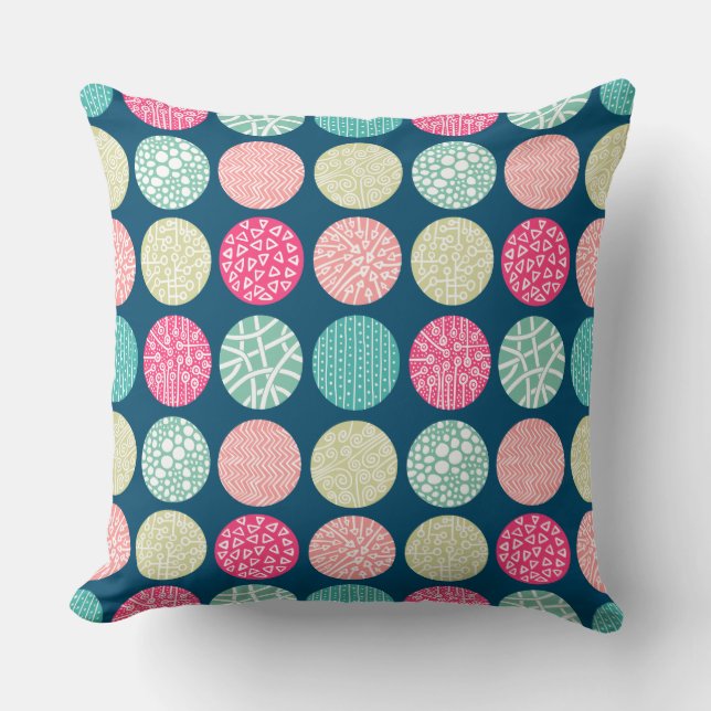 Decorative Circles - Colours 01 - with 00486b Throw Pillow (Front)