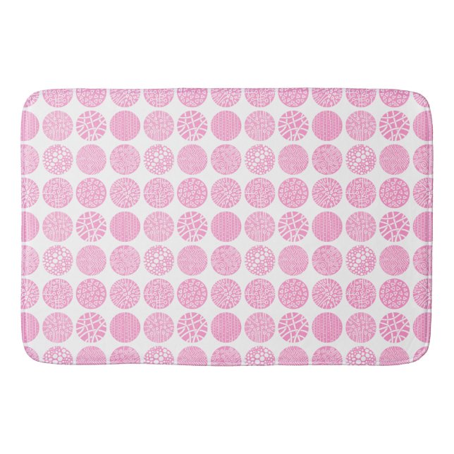 Decorative Circles - Pink and White Bath Mat (Front)