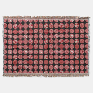 Decorative Circles - Ruby Red and Black Throw Blanket