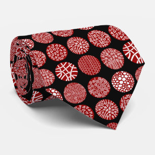 Decorative Circles - Ruby Red and Black Tie