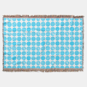 Decorative Circles - Sky Blue and White Throw Blanket