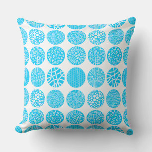 Decorative Circles - Sky Blue and White Throw Pillow