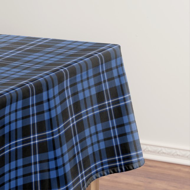 Decorative Classic Blue Tartan Plaid Pattern Tablecloth (In Situ)