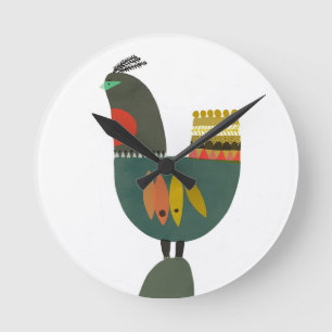 Decorative clock color bird pattern