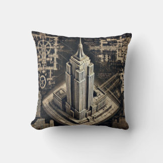 Decorative Cojin - Empire State Buildin Sketch Throw Pillow