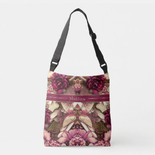 Decorative Collage Butterflies And Roses Crossbody Bag