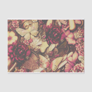 Decorative Collage Butterflies And Roses Tissue Paper