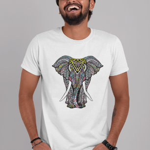 Decorative Colored Indian Elephant T-Shirt