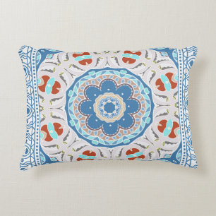 Decorative colorful ornament on white background, accent pillow