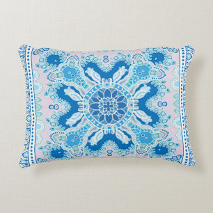 Decorative colorful ornament on white background,  accent pillow