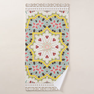 Decorative colorful ornament on white background,  bath towel