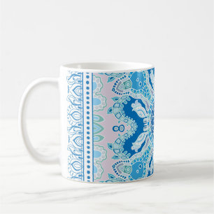Decorative colorful ornament on white background, coffee mug