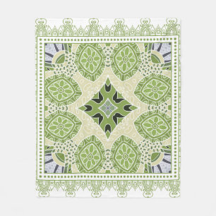 Decorative colorful ornament on white background,  fleece blanket