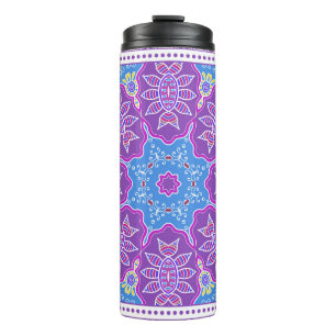 Decorative colorful ornament on white background,  thermal tumbler