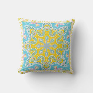 Decorative colorful ornament on white background,  throw pillow