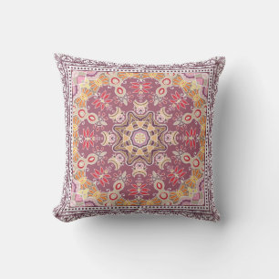 Decorative colorful ornament on white background, throw pillow