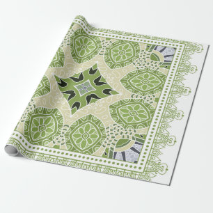Decorative colorful ornament on white background,  wrapping paper