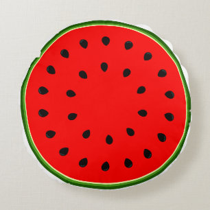 Decorative colorful watermelon family decor red round pillow
