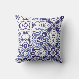 Decorative colour ceramic azulejo tiles. Fashionab Throw Pillow