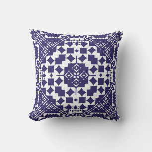Decorative colour ceramic azulejo tiles. Vintage s Throw Pillow