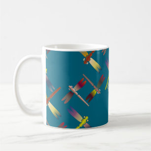 Decorative coloured seamless pattern with cute dra coffee mug