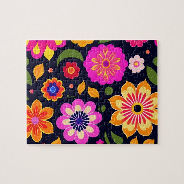Decorative Colourful Flowers Floral Jigsaw Puzzle (Horizontal)