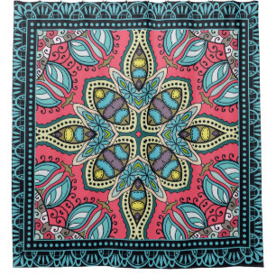 Decorative colourful ornament on a black backgroun