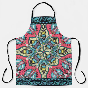 Decorative colourful ornament on a black backgroun apron