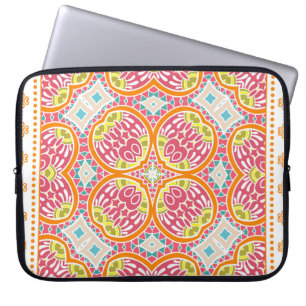 Decorative colourful ornament on a white backgroun laptop sleeve